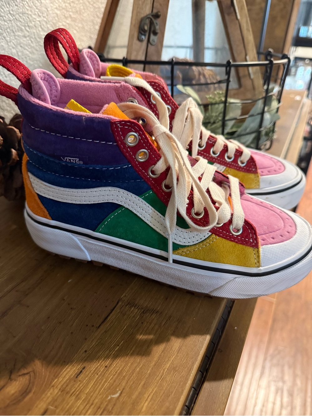 Vans High-Top Rainbow Suede Patchwork Sneakers